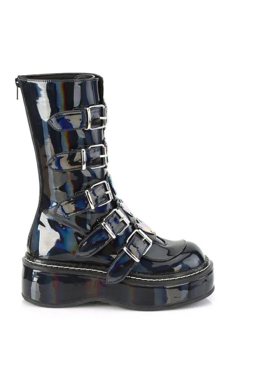 EMILY-330 Knee Boot | Hologram Faux Leather