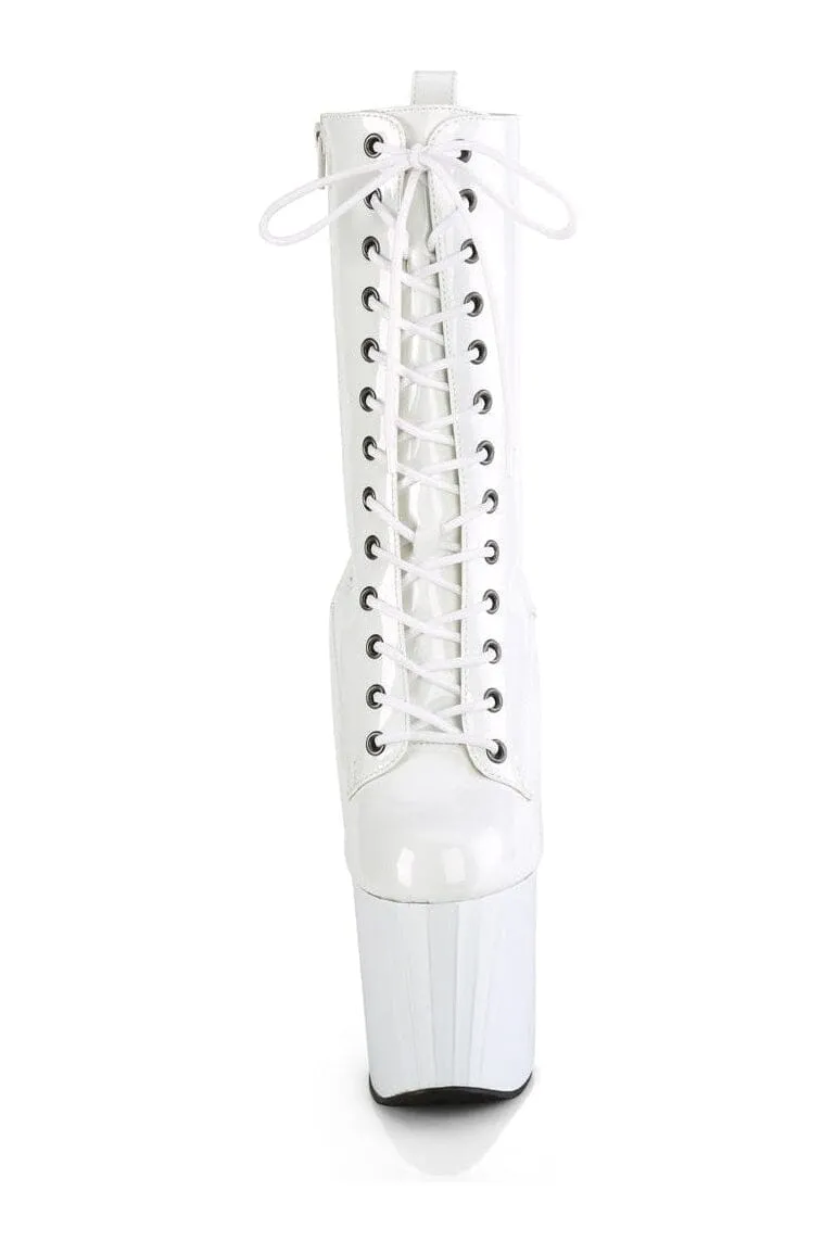 ENCHANT-1040 White Patent Knee Boot