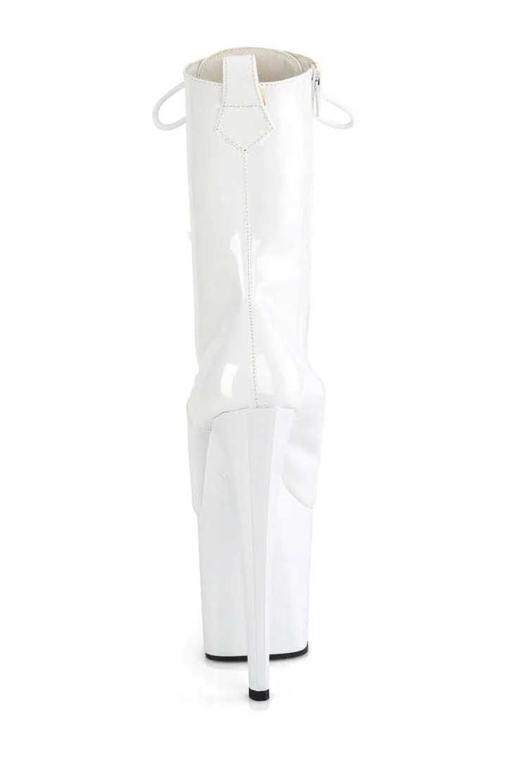 ENCHANT-1040 White Patent Knee Boot
