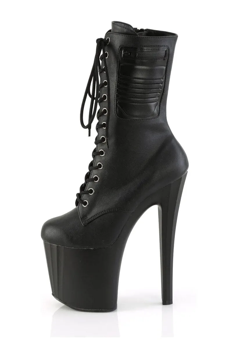 ENCHANT-1040PK Black Faux Leather Ankle Boot