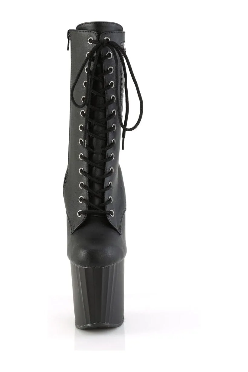ENCHANT-1040PK Black Faux Leather Ankle Boot
