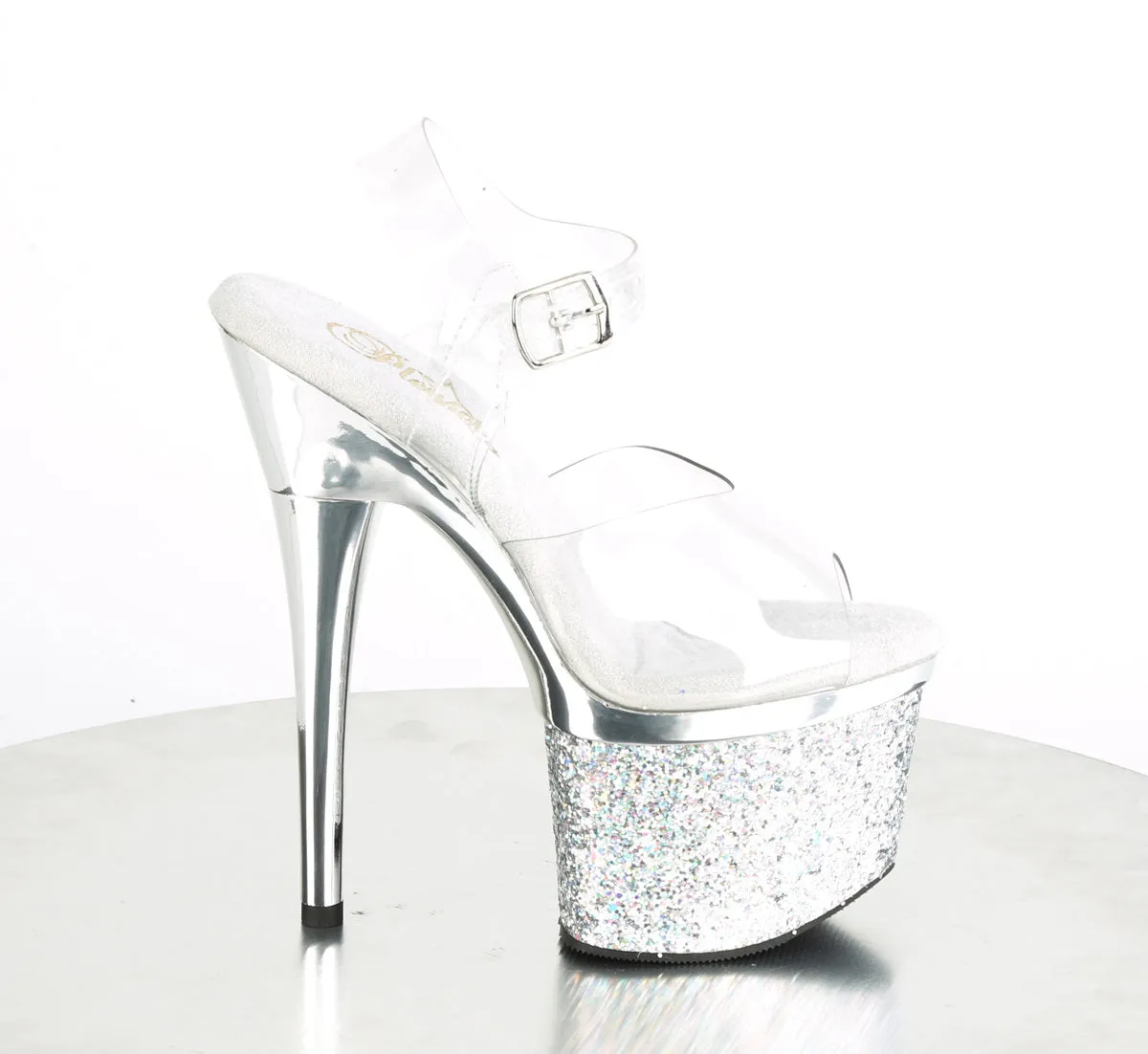 ESTEEM-708CHLG  Clear/Silver Chrome-Multi Glitter