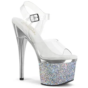ESTEEM-708CHLG  Clear/Silver Chrome-Multi Glitter