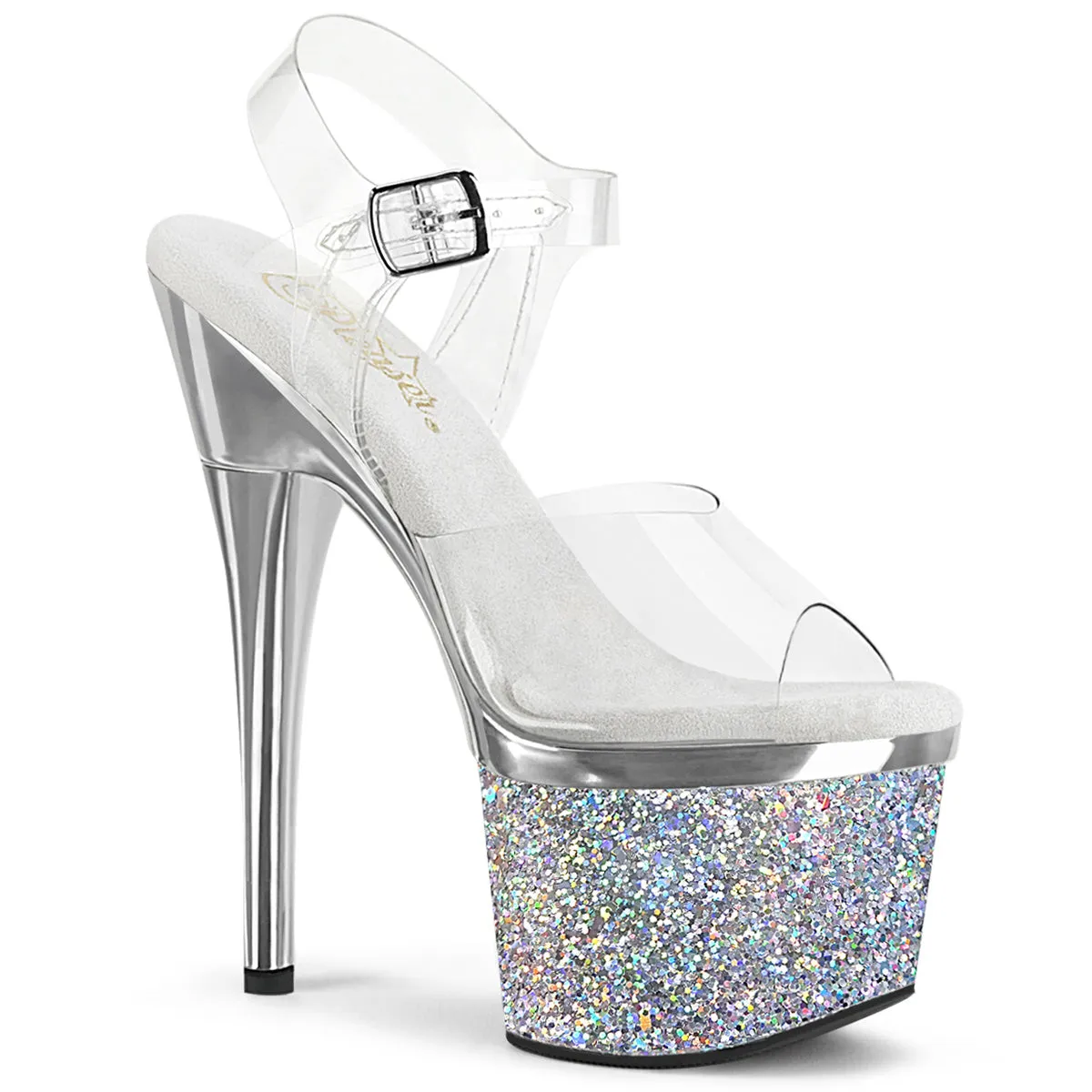 ESTEEM-708CHLG  Clear/Silver Chrome-Multi Glitter