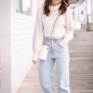 Express Sweater Long Puff Sleeves Cowl Neck with a little Shimmer Size S