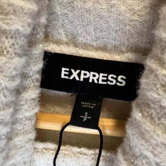 Express Sweater Long Puff Sleeves Cowl Neck with a little Shimmer Size S