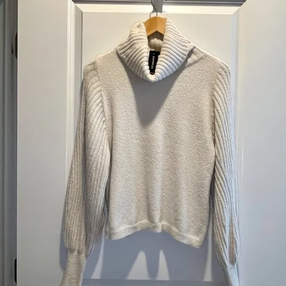 Express Sweater Long Puff Sleeves Cowl Neck with a little Shimmer Size S