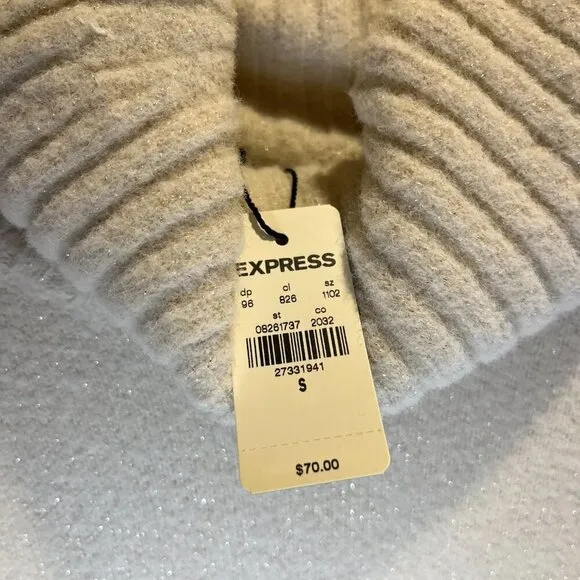 Express Sweater Long Puff Sleeves Cowl Neck with a little Shimmer Size S