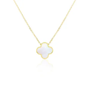 Extra Large Mother of Pearl Single Clover Necklace
