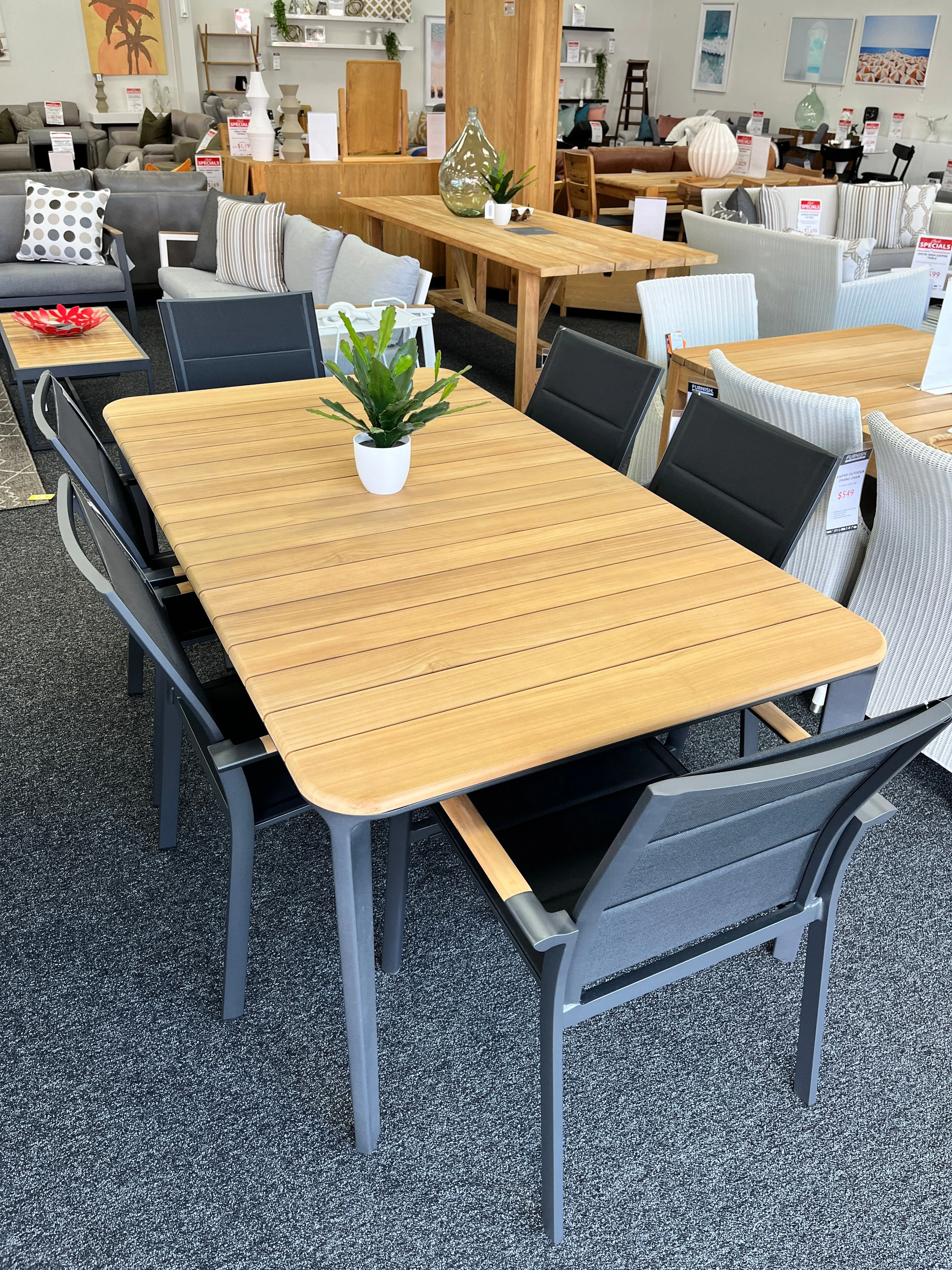 Faro Outdoor Table 180 with Teak Top - Charcoal