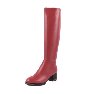 Fashion Color Design Boots High Quality Cow Leather Special Square Heel Round Toe Fashion Shoes New Women Boots