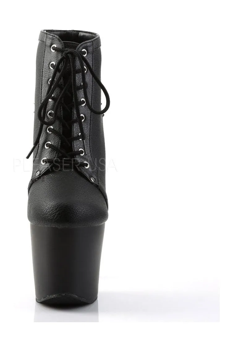 FEARLE700-28 Platform Boot  | Black Faux Leather