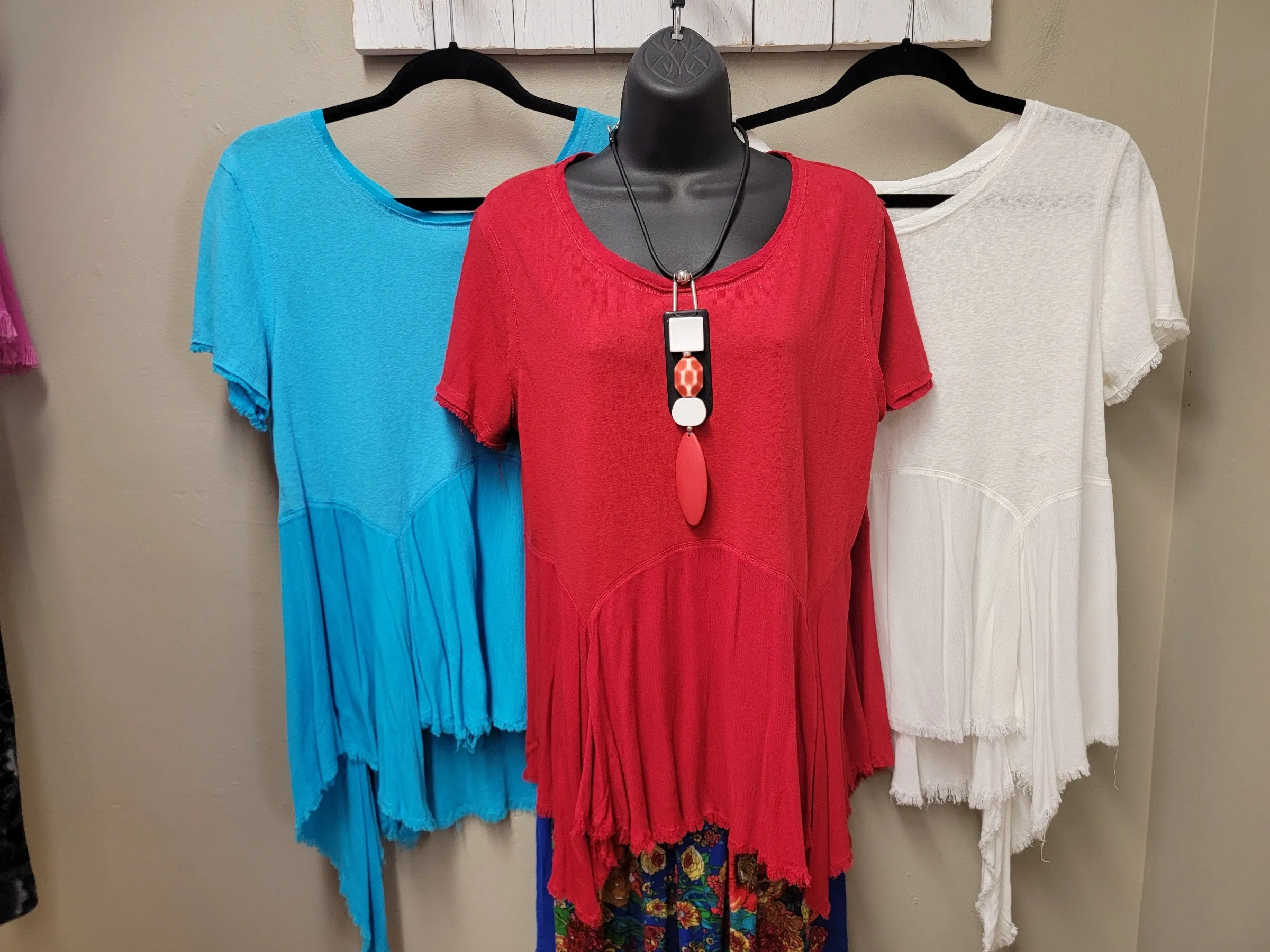 FINAL SALE WAS $44.99  3 Color Ways  - Adorable Sharkbite Top with Raw Edge  Detail