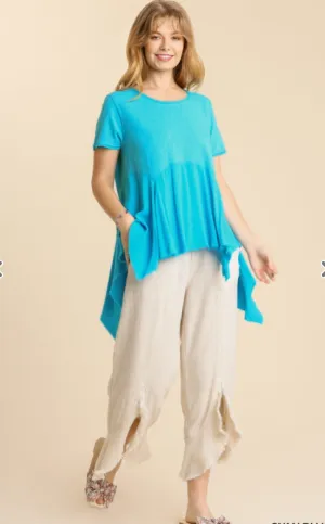 FINAL SALE WAS $44.99  3 Color Ways  - Adorable Sharkbite Top with Raw Edge  Detail