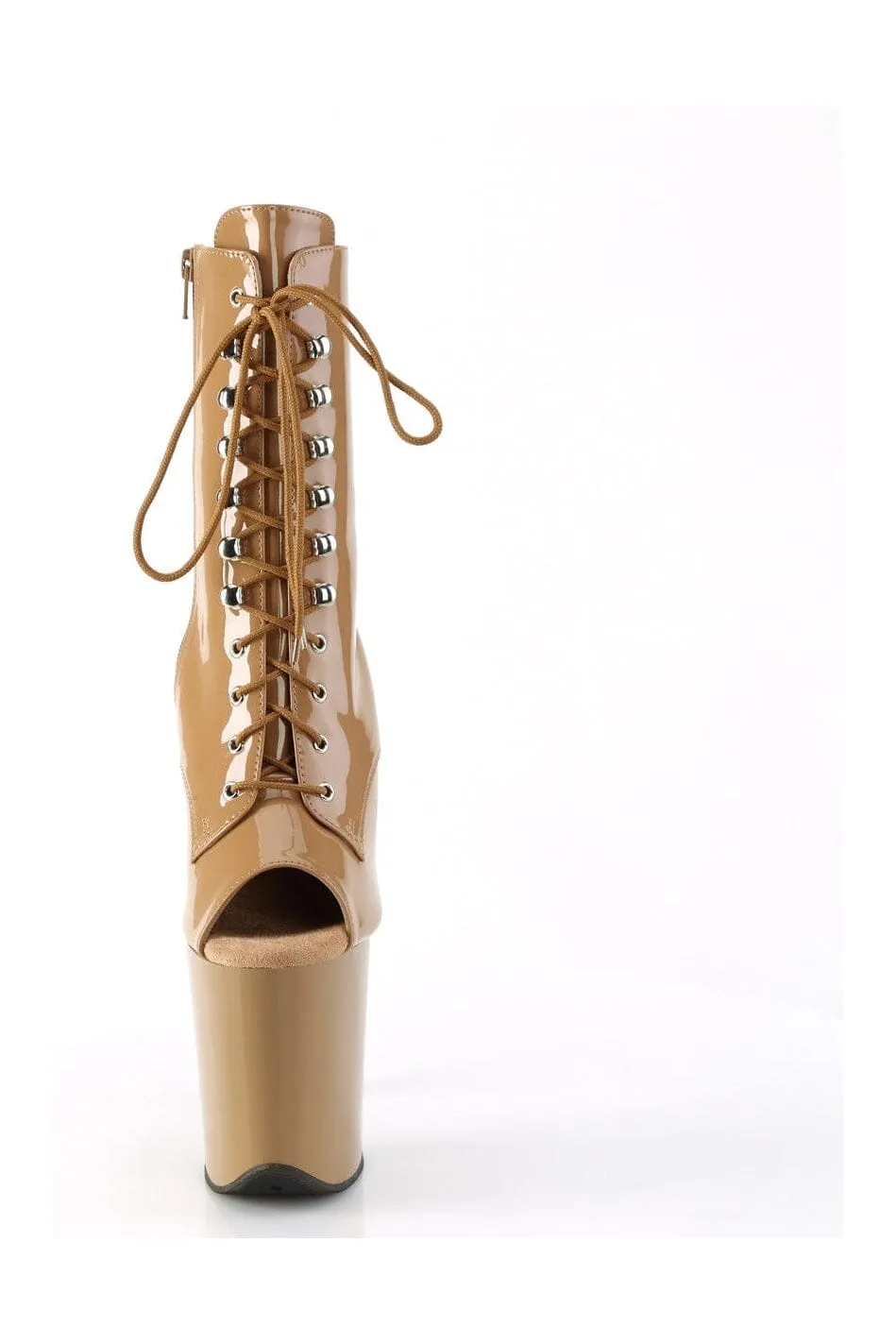 FLAMINGO-1021 Brown Patent Ankle Boot