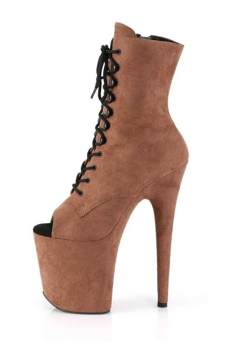 FLAMINGO-1021FS Ankle Boot | Brown Faux Suede