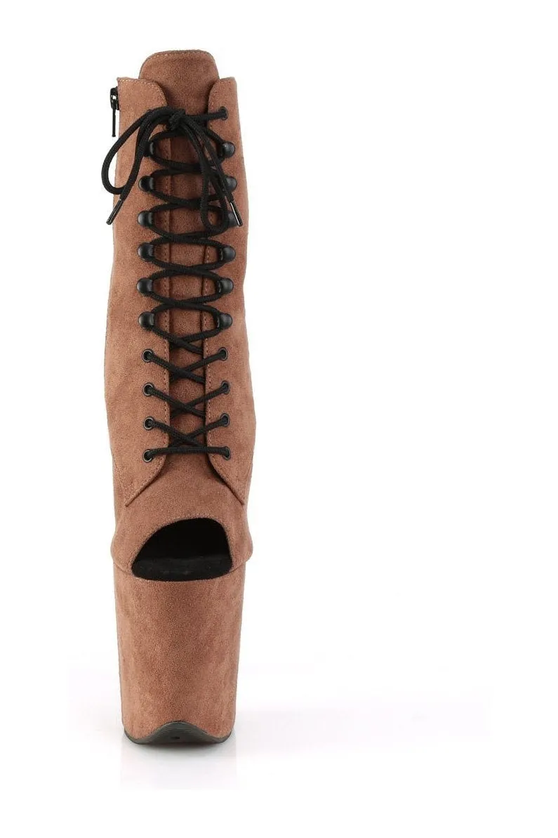 FLAMINGO-1021FS Ankle Boot | Brown Faux Suede