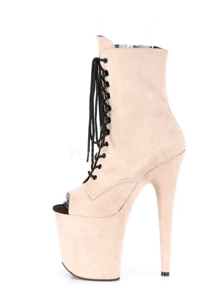 FLAMINGO-1021FS Platform Ankle Boot | Nude Faux Leather