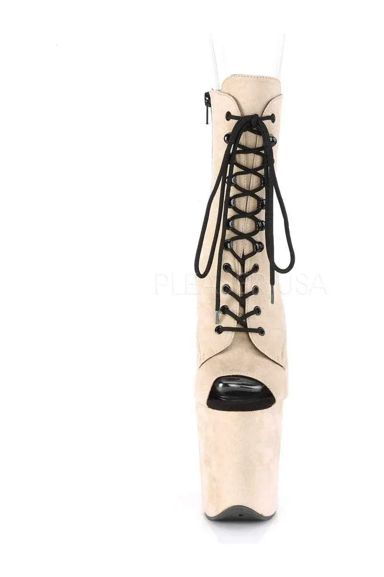 FLAMINGO-1021FS Platform Ankle Boot | Nude Faux Leather