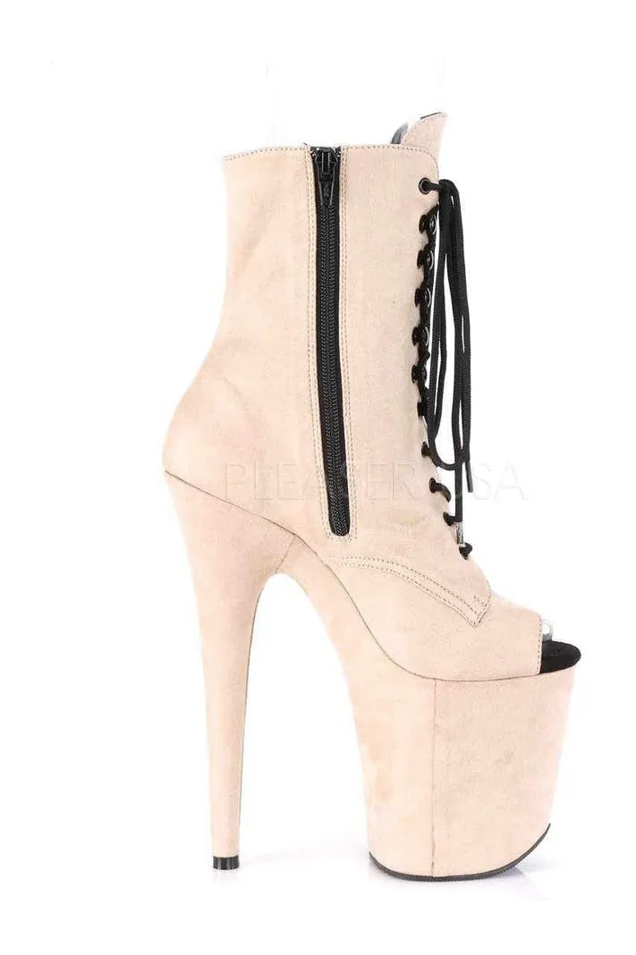 FLAMINGO-1021FS Platform Ankle Boot | Nude Faux Leather