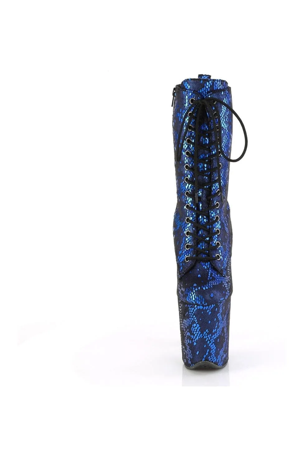 FLAMINGO-1040SPF Blue Faux Snake Ankle Boot