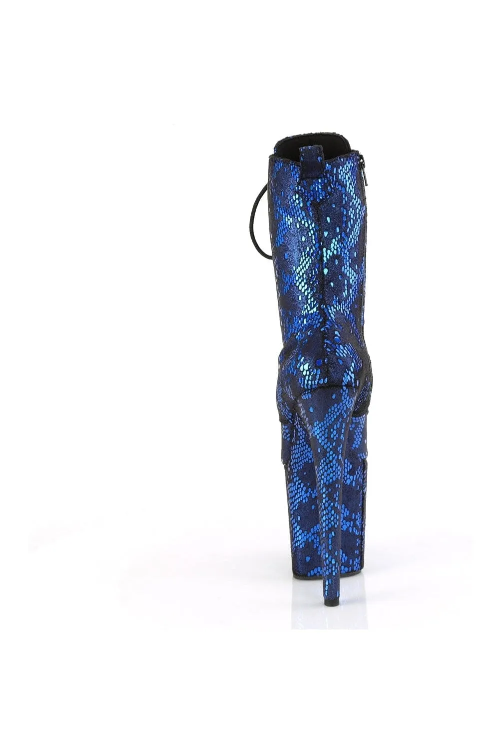 FLAMINGO-1040SPF Blue Faux Snake Ankle Boot