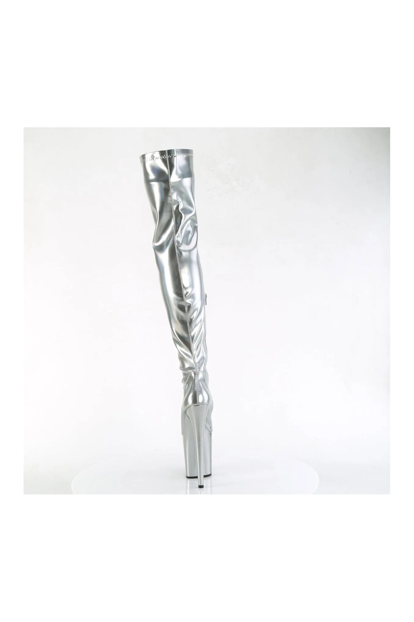 FLAMINGO-3000HWR Silver Hologram Thigh Boot