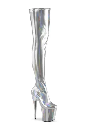 FLAMINGO-3000HWR Silver Hologram Thigh Boot