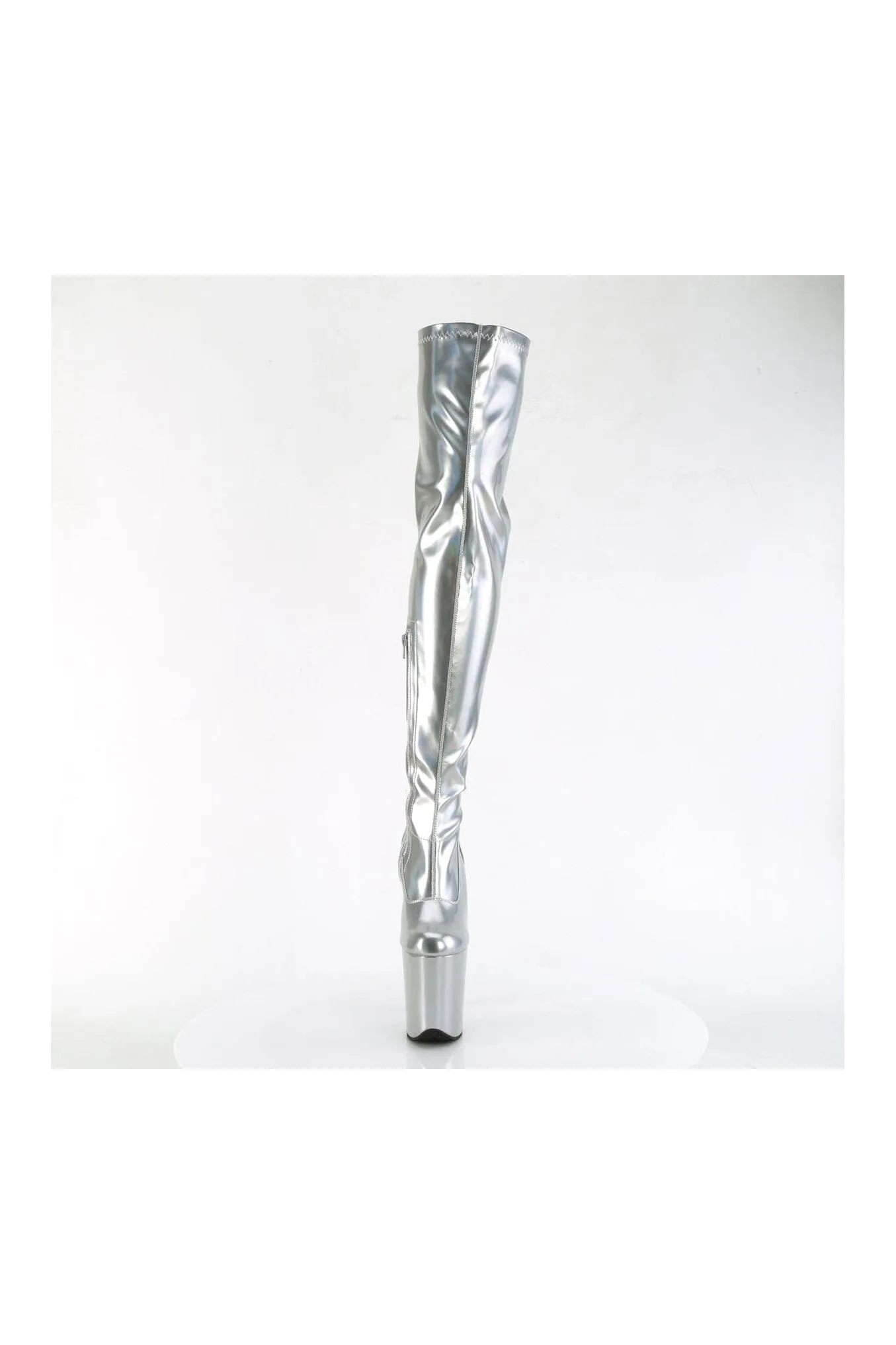 FLAMINGO-3000HWR Silver Hologram Thigh Boot