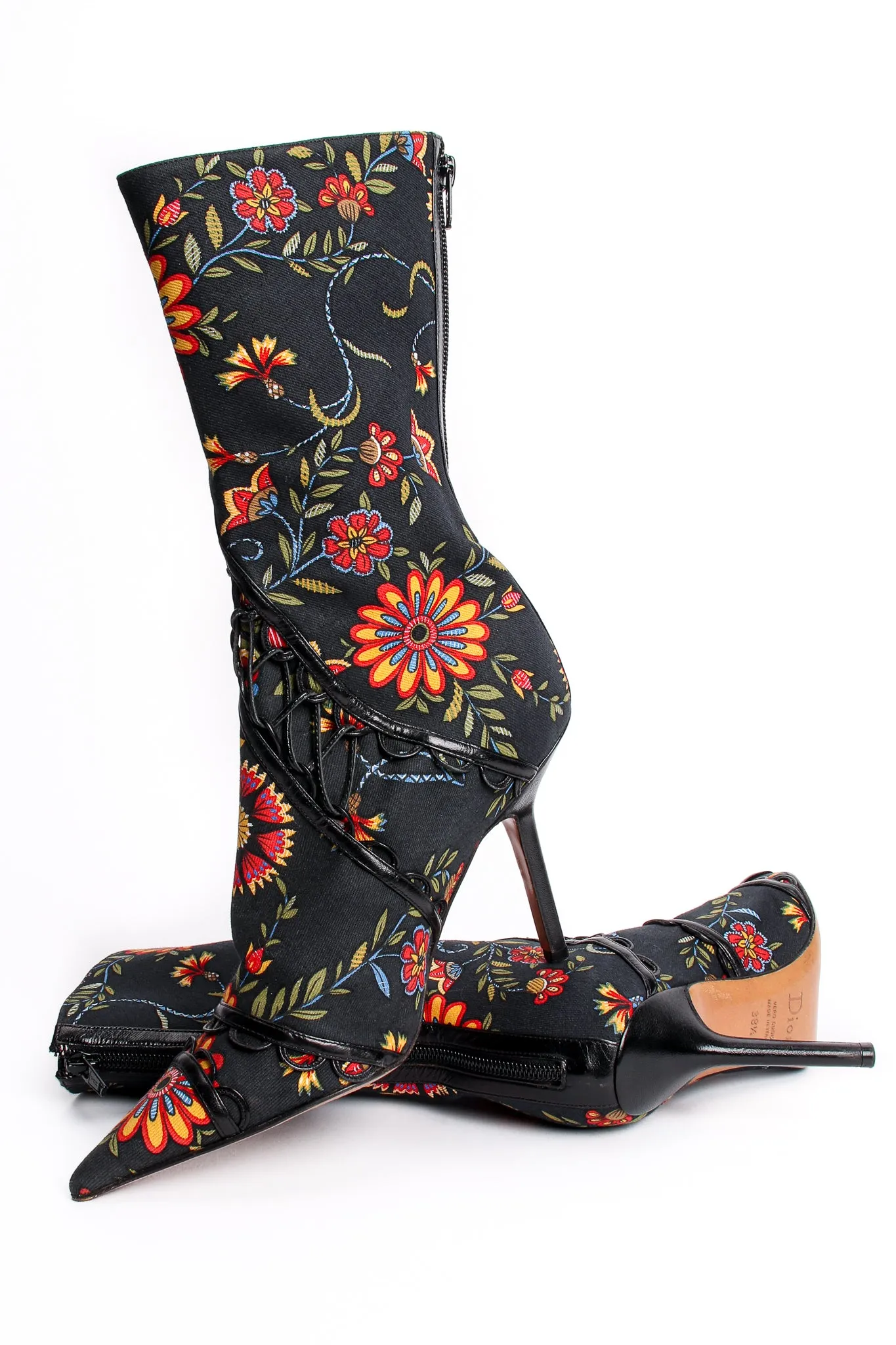 Floral Print Stiletto Boots