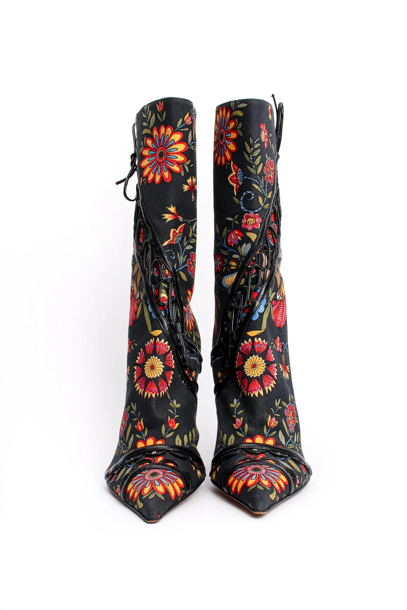 Floral Print Stiletto Boots