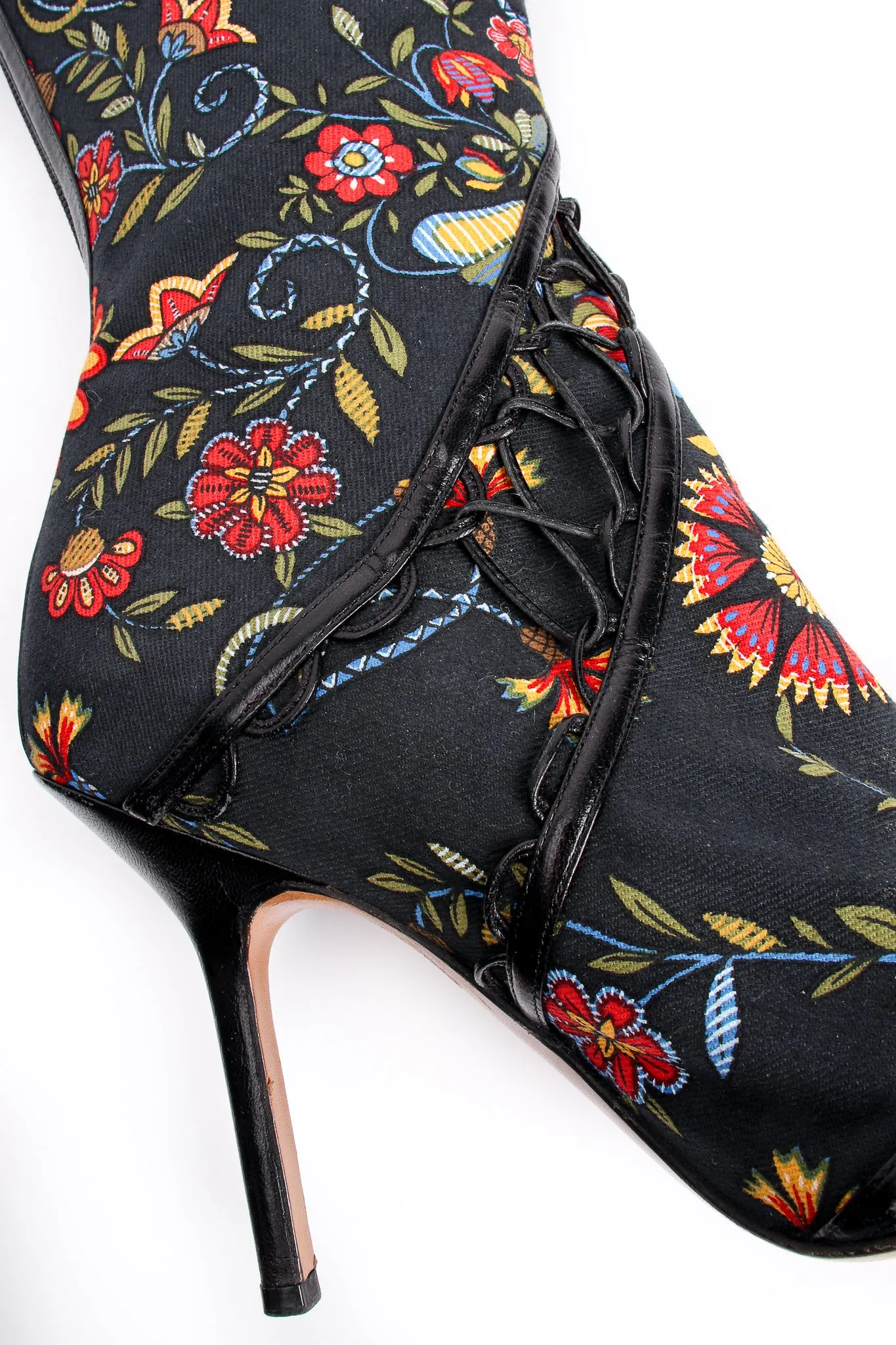 Floral Print Stiletto Boots