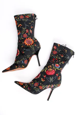 Floral Print Stiletto Boots