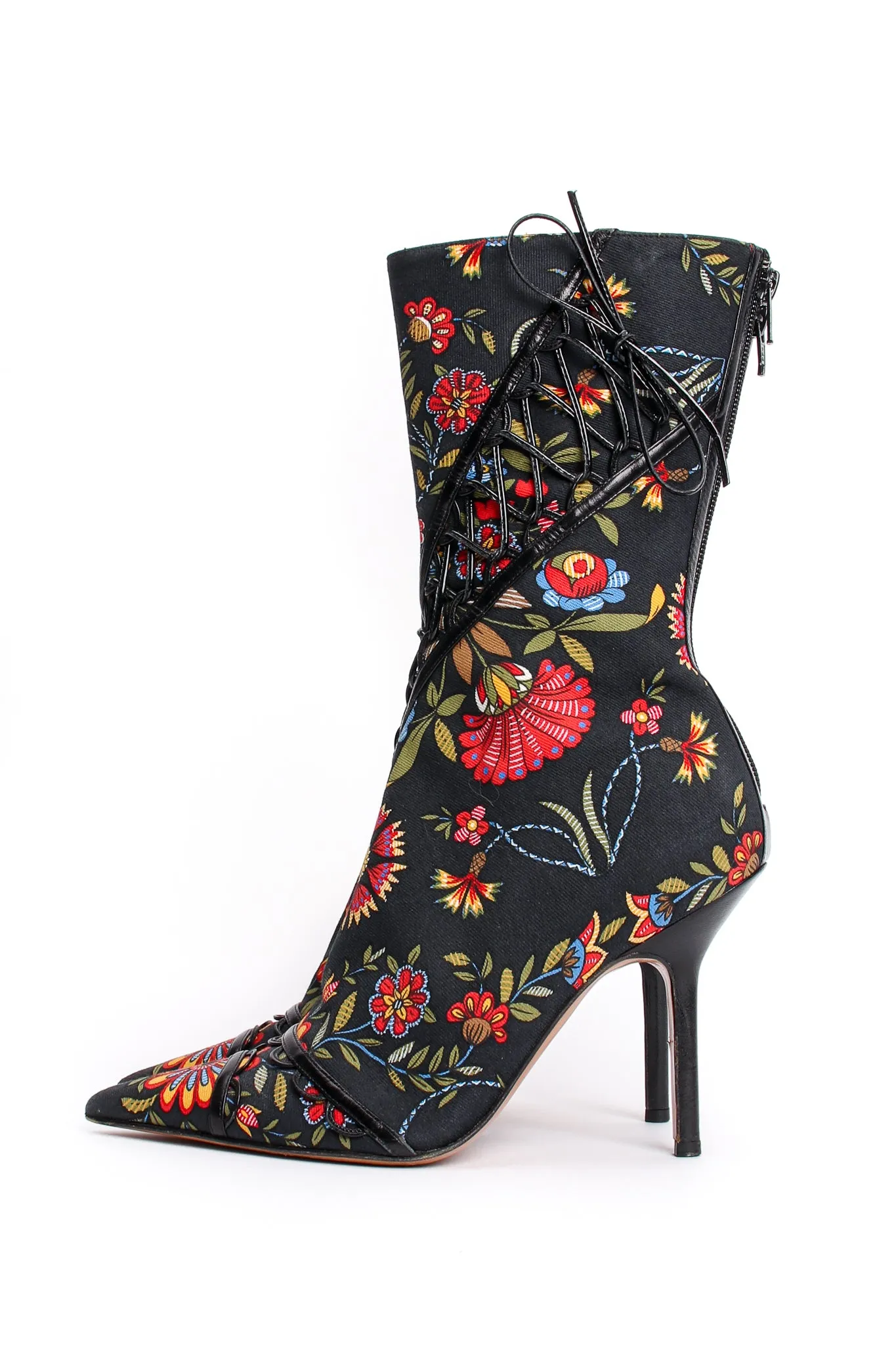 Floral Print Stiletto Boots