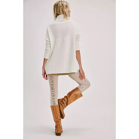 FREE PEOPLE Ottoman Slouchy Long Sleeved Ribbed Tunic Sweater Cream Size M