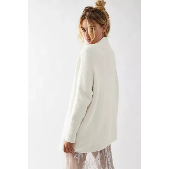 FREE PEOPLE Ottoman Slouchy Long Sleeved Ribbed Tunic Sweater Cream Size M