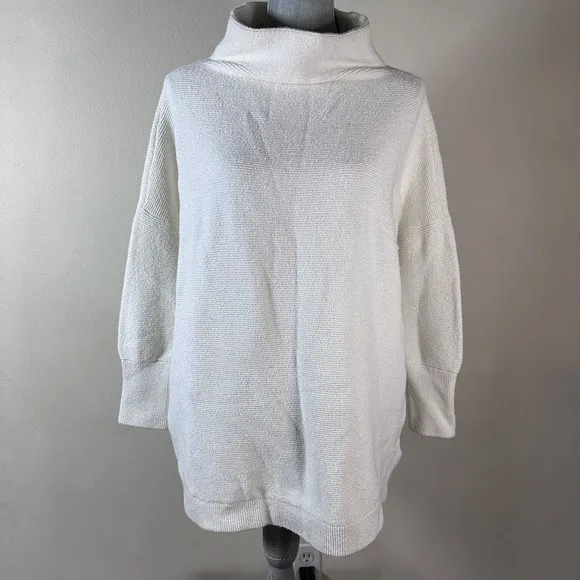 FREE PEOPLE Ottoman Slouchy Long Sleeved Ribbed Tunic Sweater Cream Size M