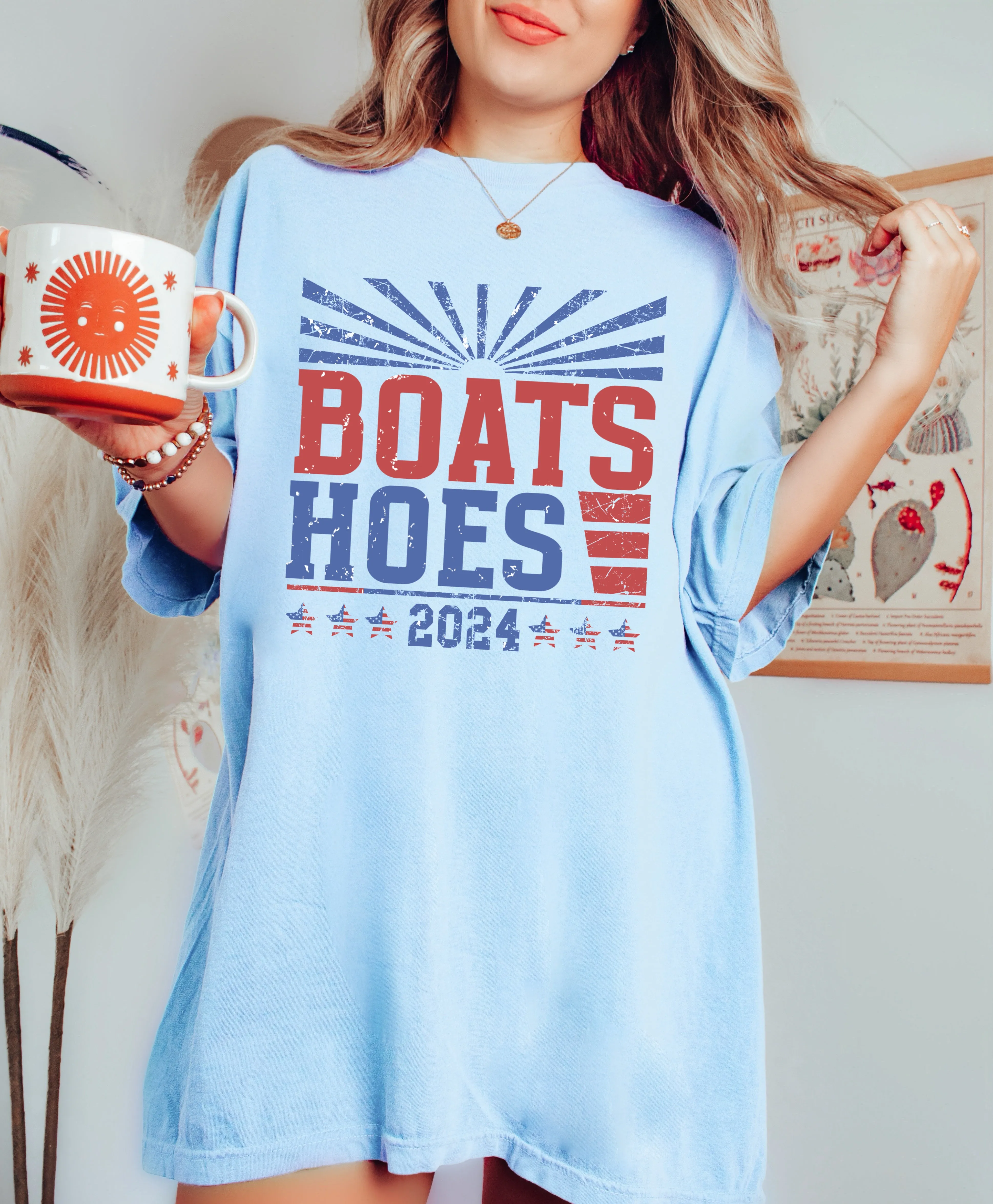 Funny Summer Boats Hoes Comfort Colors Unisex Shirt