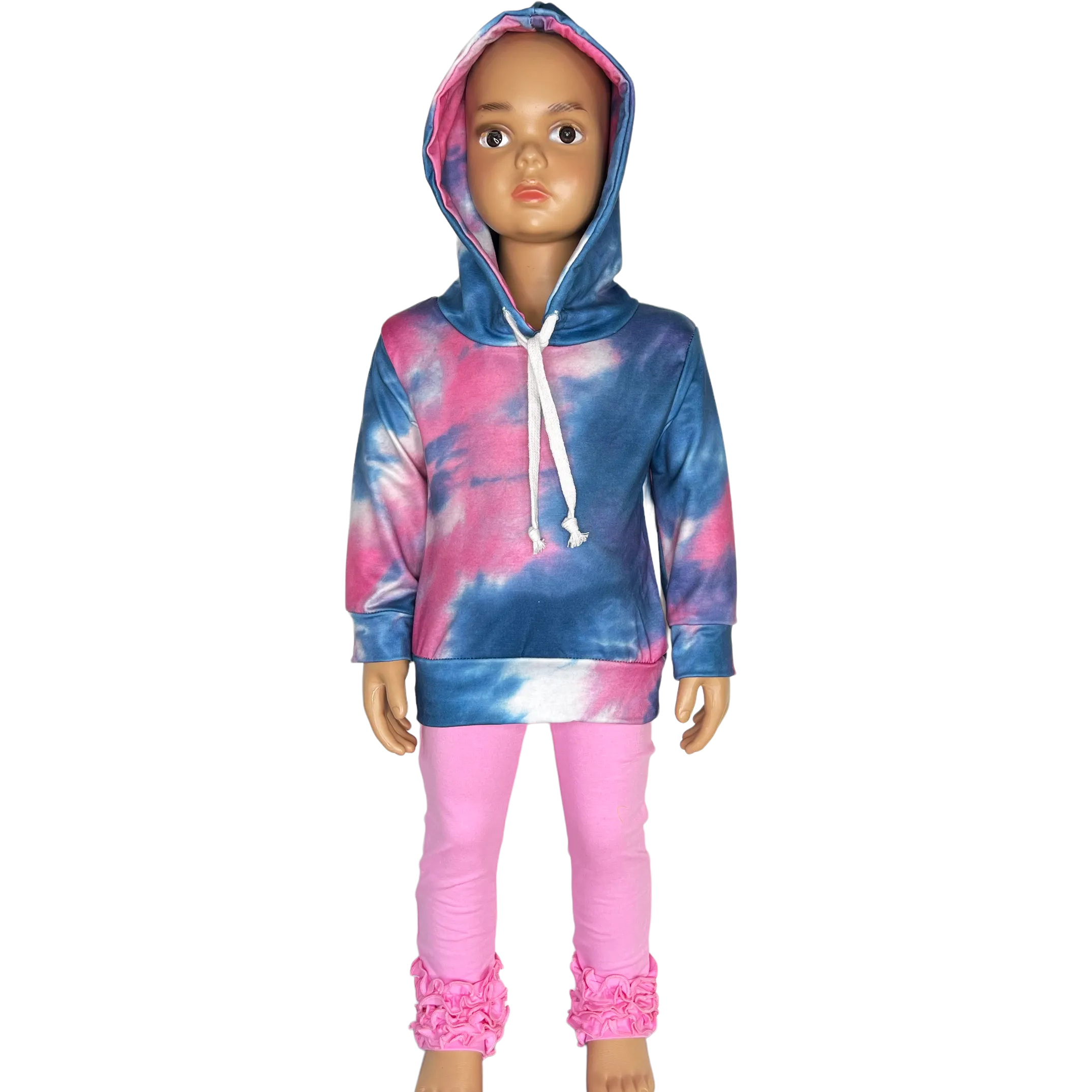 Girls Blue & Pink Pull over Tie Dye Hoodie Sweatshirt Jacket