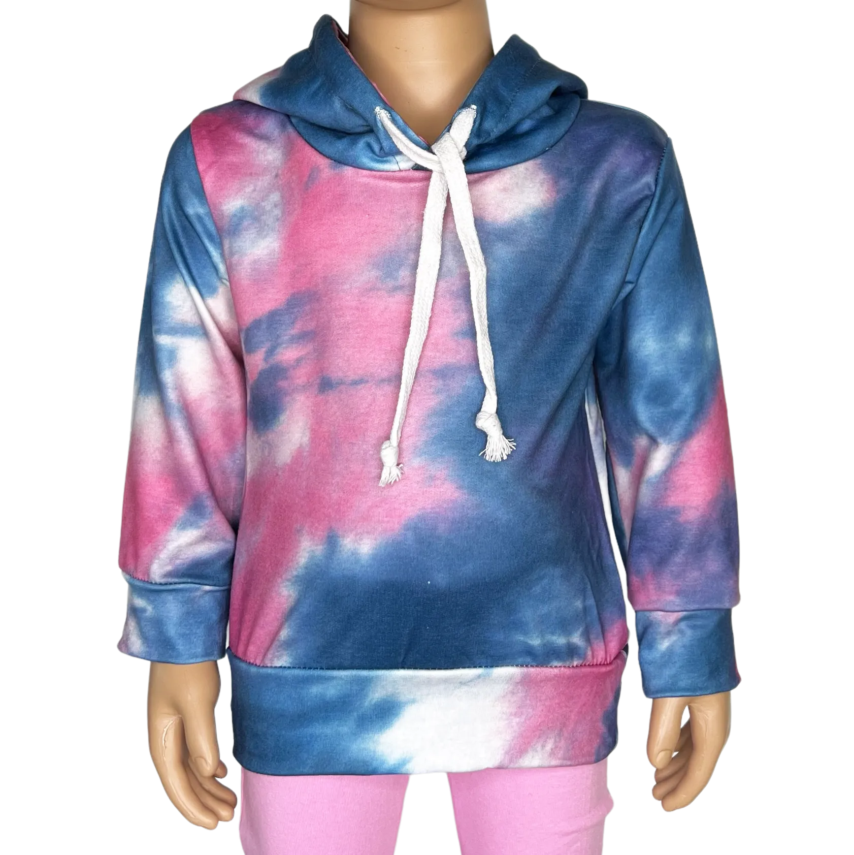 Girls Blue & Pink Pull over Tie Dye Hoodie Sweatshirt Jacket