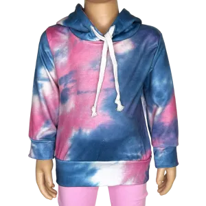 Girls Blue & Pink Pull over Tie Dye Hoodie Sweatshirt Jacket