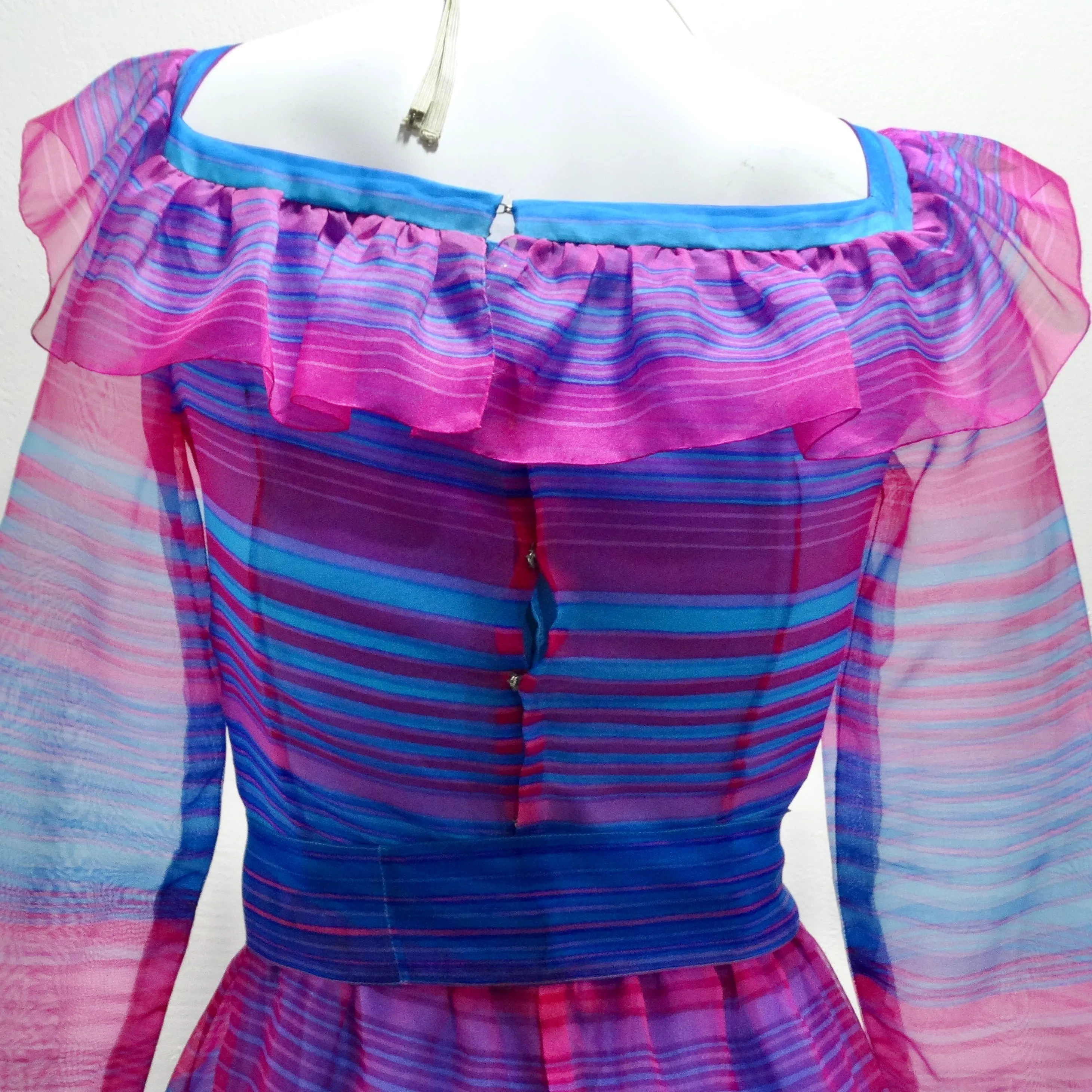 Givenchy 1980s Pink & Blue Stripe Dress