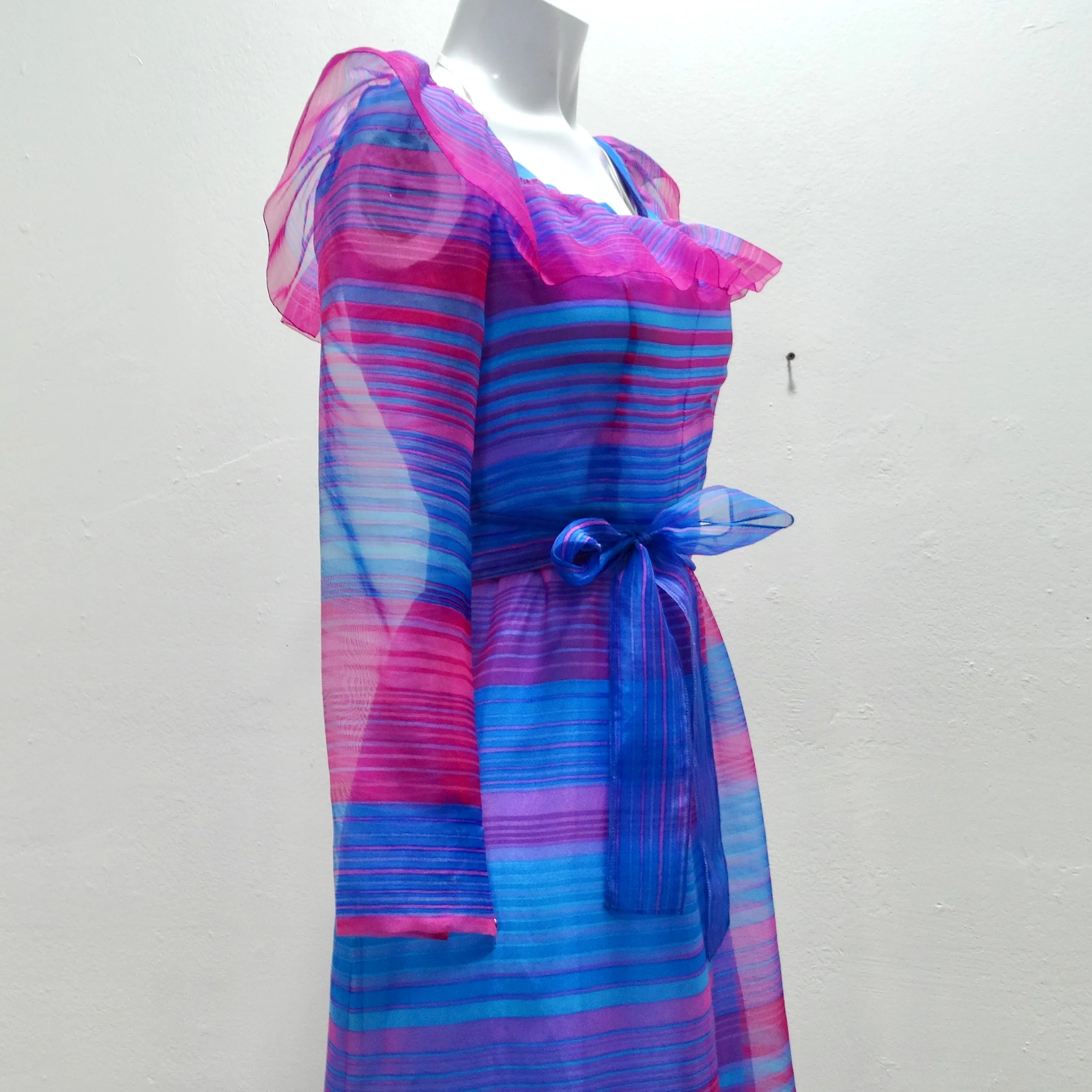 Givenchy 1980s Pink & Blue Stripe Dress