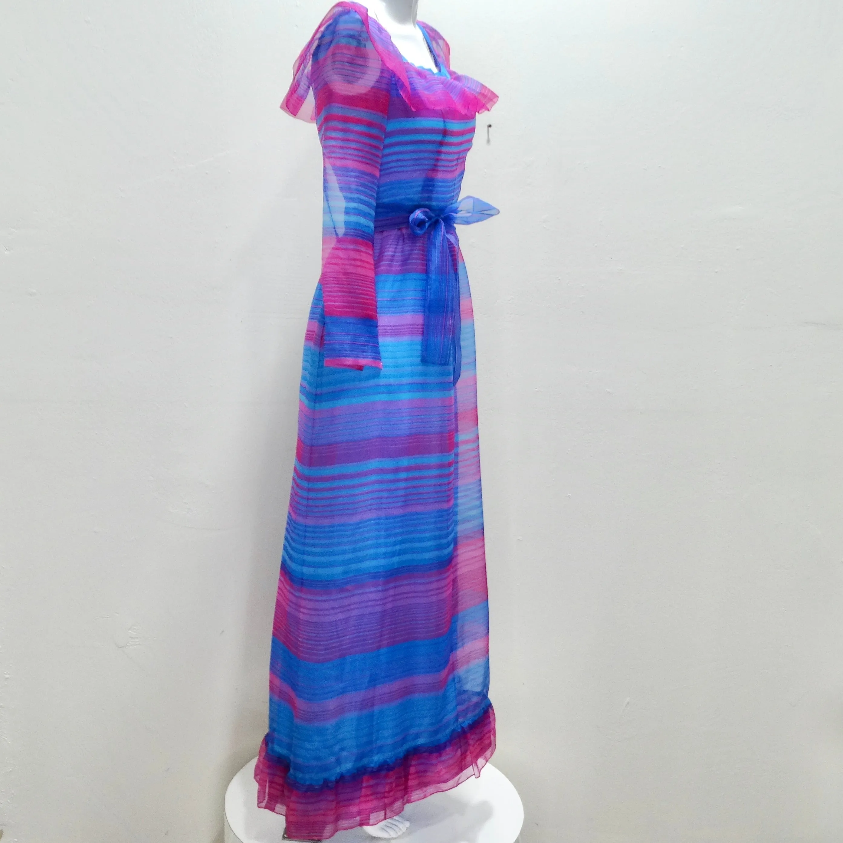 Givenchy 1980s Pink & Blue Stripe Dress