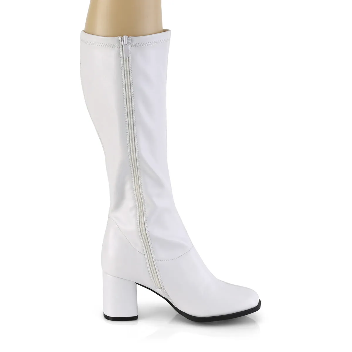 GOGO-300-2  White Str. Faux Leather