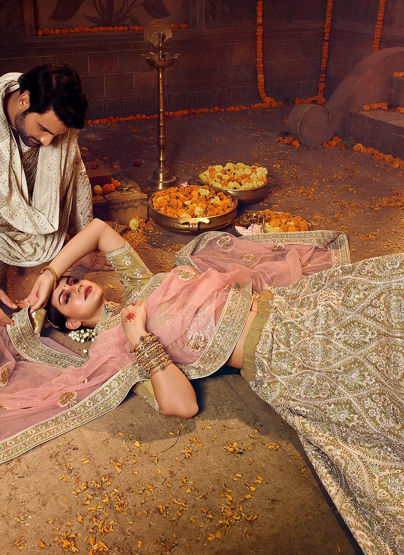 Gold And Pink Wedding Lehenga Choli