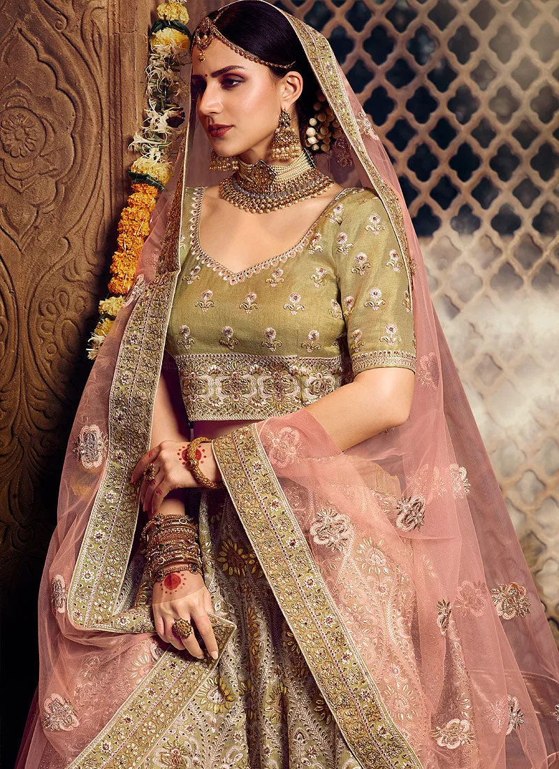 Gold And Pink Wedding Lehenga Choli