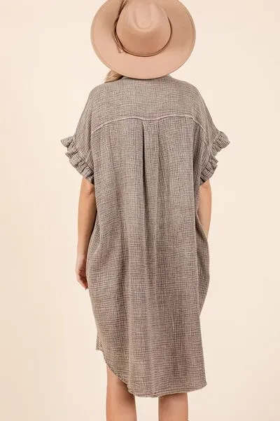 Hazel Blues® |  Mittoshop Mineral Wash Cotton Gauze Mini Shirt Dress