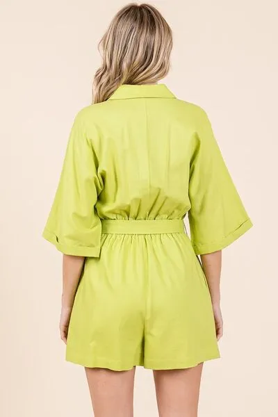 Hazel Blues® |  Mittoshop Tie Waist Half Sleeve Romper
