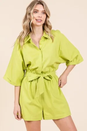 Hazel Blues® |  Mittoshop Tie Waist Half Sleeve Romper